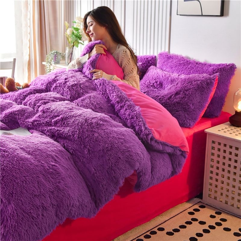 Sustorintos audinės aksominės lovos keturių dalių krištolo aksomo paklodės žiemai šilta pliušinė antklodės užvalkalas koralų aksomas metodas tarpvalstybinis