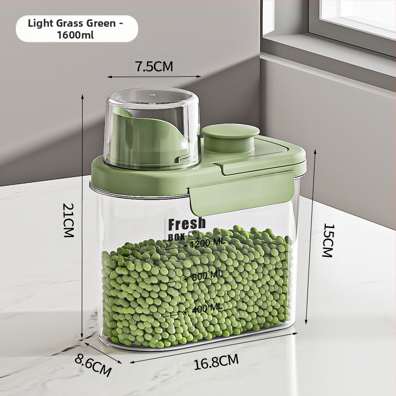Nedvességálló, hordozható, lezárt üveges gabonapehely üveg konyhai tárolódoboz átlátszó kisállateledel rizsvödör tea tárolóedény