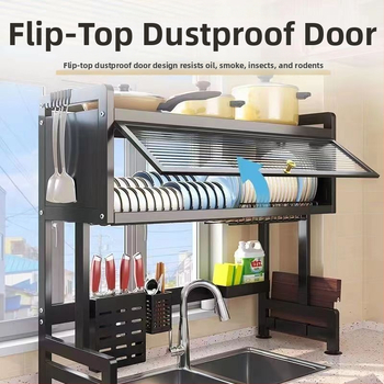 Ανθεκτική, παχιά και συρόμενη βάση πιάτων, θήκη κουζίνας, πολλαπλής αποθήκευσης, ανθεκτική στη σκόνη, βάση αποστράγγισης για μπολ και ξυλάκια φαγητού