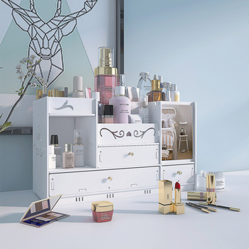 Εξαιρετικά μεγάλο κουτί αποθήκευσης καλλυντικών για επιτραπέζια χρήση με καθρέφτη, προϊόντα περιποίησης δέρματος για οικιακό μπουντουάρ
