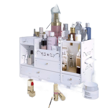 Εξαιρετικά μεγάλο κουτί αποθήκευσης καλλυντικών για επιτραπέζια χρήση με καθρέφτη, προϊόντα περιποίησης δέρματος για οικιακό μπουντουάρ