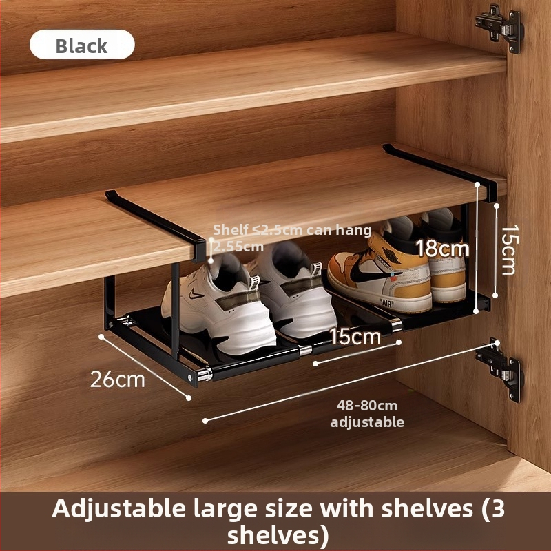 Sissetõmmatav kingariiul, majapidamiskingakapp, kihiline vahesein, kinga hoiustamise artefakt, ruumisäästlik rippkorv