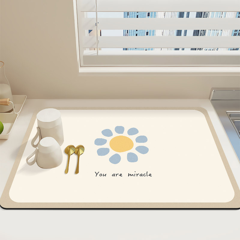 Sugeriantis greitai džiūstantis diatomų purvo apsauginis kilimėlis kriauklės kriauklės dumblas dumblas geras purvui atsparus šilumos izoliacinis kilimėlis virtuvės stalviršio drenažo kilimėlis