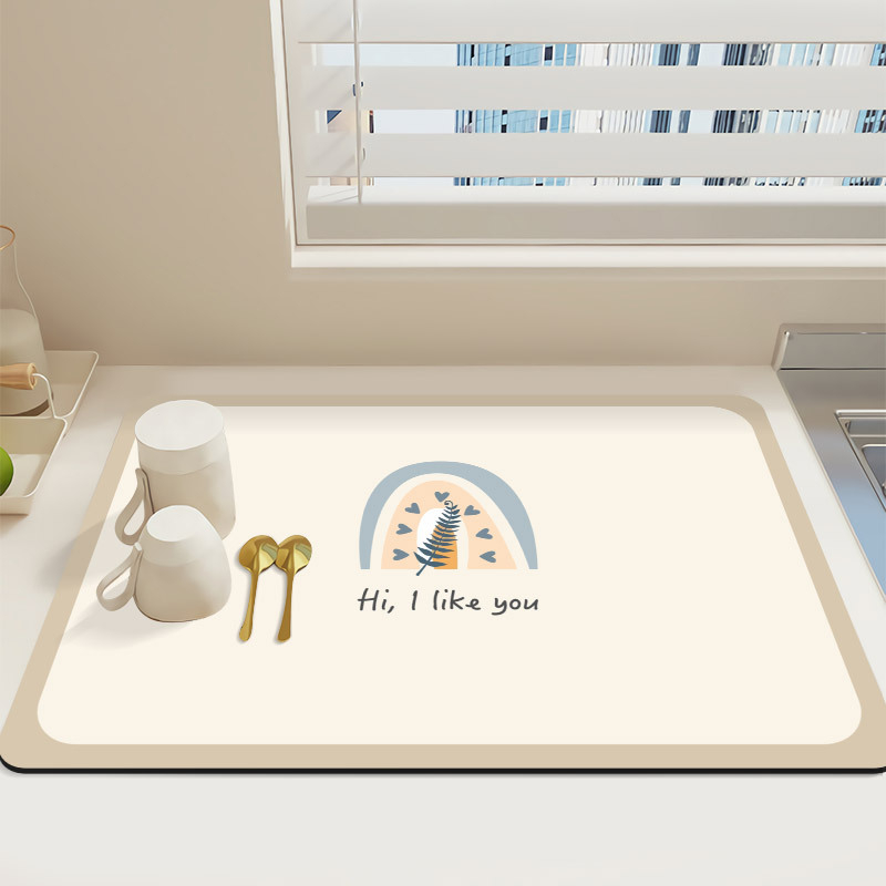 Sugeriantis greitai džiūstantis diatomų purvo apsauginis kilimėlis kriauklės kriauklės dumblas dumblas geras purvui atsparus šilumos izoliacinis kilimėlis virtuvės stalviršio drenažo kilimėlis