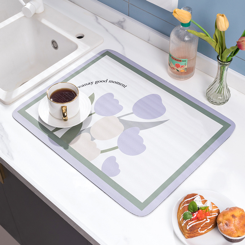 Sugeriantis greitai džiūstantis diatomų purvo apsauginis kilimėlis kriauklės kriauklės dumblas dumblas geras purvui atsparus šilumos izoliacinis kilimėlis virtuvės stalviršio drenažo kilimėlis