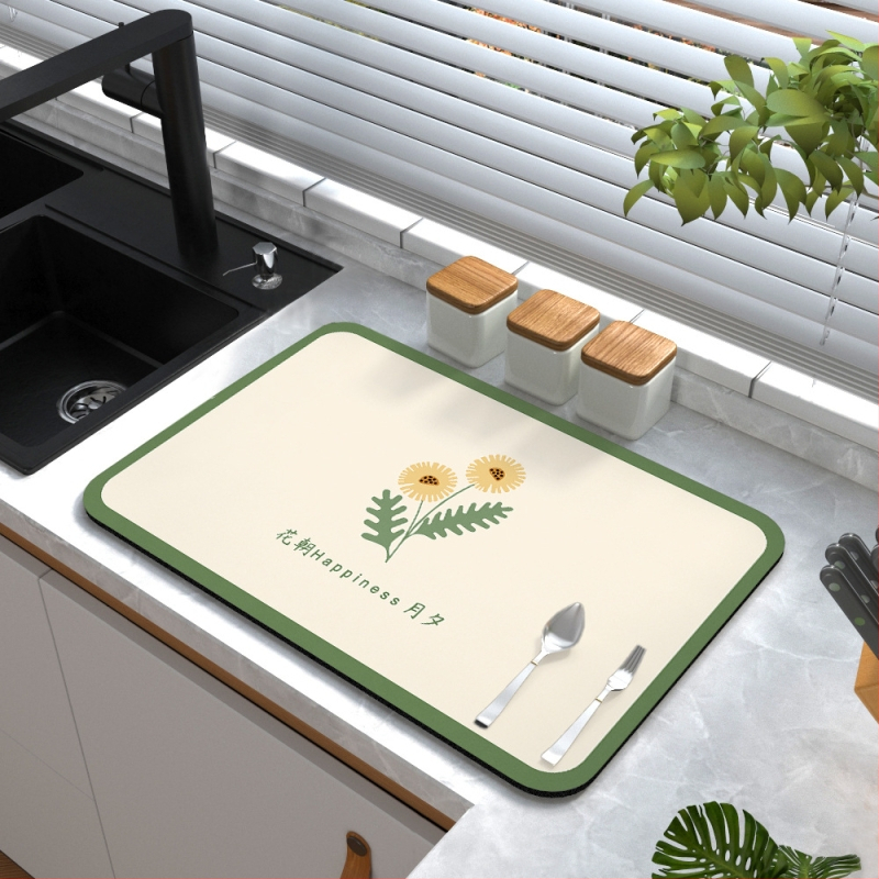 Sugeriantis greitai džiūstantis diatomų purvo apsauginis kilimėlis kriauklės kriauklės dumblas dumblas geras purvui atsparus šilumos izoliacinis kilimėlis virtuvės stalviršio drenažo kilimėlis