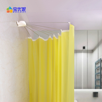 ✅ E0Pb Χονδρική ράβδος κουρτίνας ντους σε σχήμα ανεμιστήρα χωρίς τρυπήματα Καμπύλη γωνία μπάνιου Πτυσσόμενη επέκταση από ανοξείδωτο χάλυβα για μπάνιο