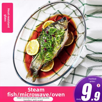 Φούρνος μικροκυμάτων ανθεκτικό στη θερμότητα γυάλινο ταψί φούρνου ψησίματος επιτραπέζια σκεύη φούρνου ψημένο μπολ ρυζιού στον ατμό πιάτα στρογγυλό ορθογώνιο ατμιστό πιάτο ψαριού κρυστάλλινη κατσαρόλα