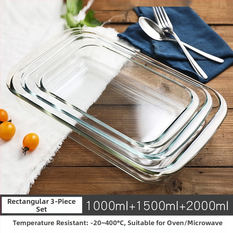 Mikrohullámú sütőben hőálló üveg sütőtálca sütőben sütőedények sült rizses tál párolt edények kerek téglalap alakú párolt halas tányér kristályedény