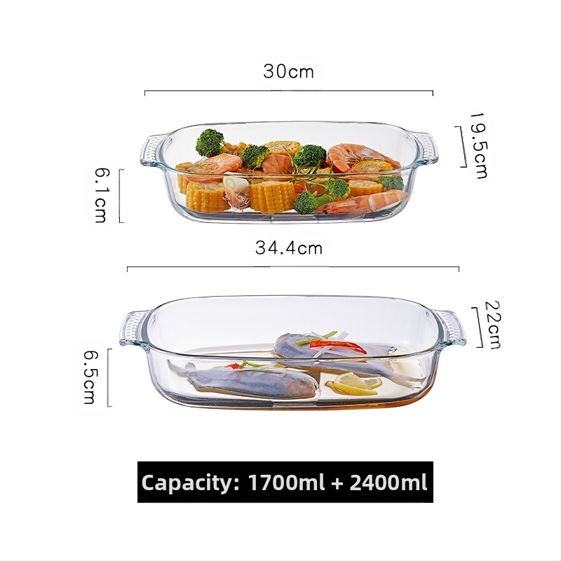 Mikrohullámú sütőben hőálló üveg sütőtálca sütőben sütőedények sült rizses tál párolt edények kerek téglalap alakú párolt halas tányér kristályedény
