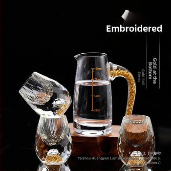 Nagykereskedelmi aranyfóliás fehérboros pohár kristálypohár háztartási kis méretű, egyrészes, golyó alakú pohár kínai stílusú Yipin Jiangshan Jinshan borospohár