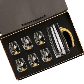 Nagykereskedelmi aranyfóliás fehérboros pohár kristálypohár háztartási kis méretű, egyrészes, golyó alakú pohár kínai stílusú Yipin Jiangshan Jinshan borospohár