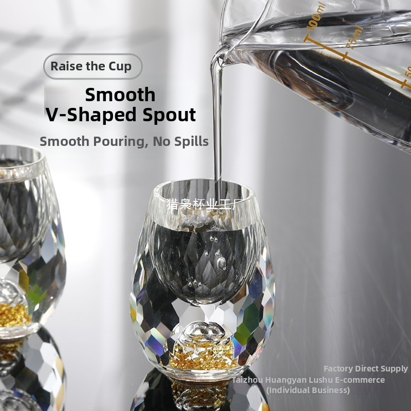 Търговия на едро Златно фолио Бяло вино Чаша Кристална чаша Домакинство Малък размер Еднокомпонентна Куршум Чаша Китайски Стил Yipin Jiangshan Jinshan Винена Чаша