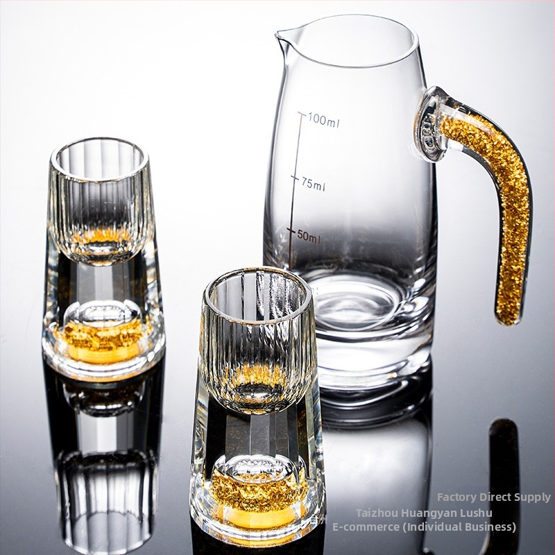 Търговия на едро Златно фолио Бяло вино Чаша Кристална чаша Домакинство Малък размер Еднокомпонентна Куршум Чаша Китайски Стил Yipin Jiangshan Jinshan Винена Чаша