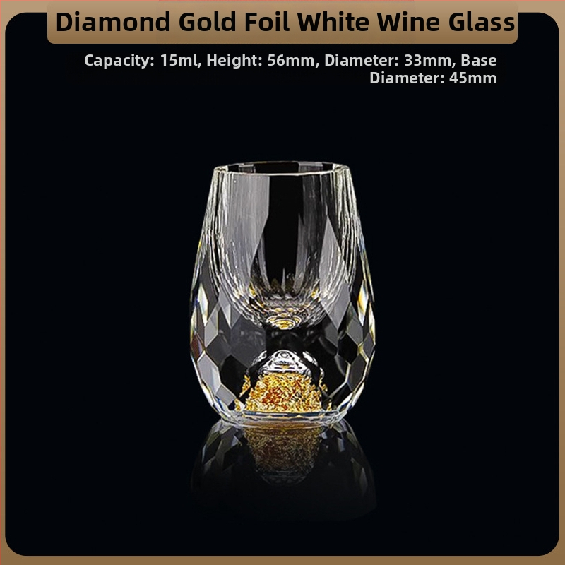 Nagykereskedelmi aranyfóliás fehérboros pohár kristálypohár háztartási kis méretű, egyrészes, golyó alakú pohár kínai stílusú Yipin Jiangshan Jinshan borospohár
