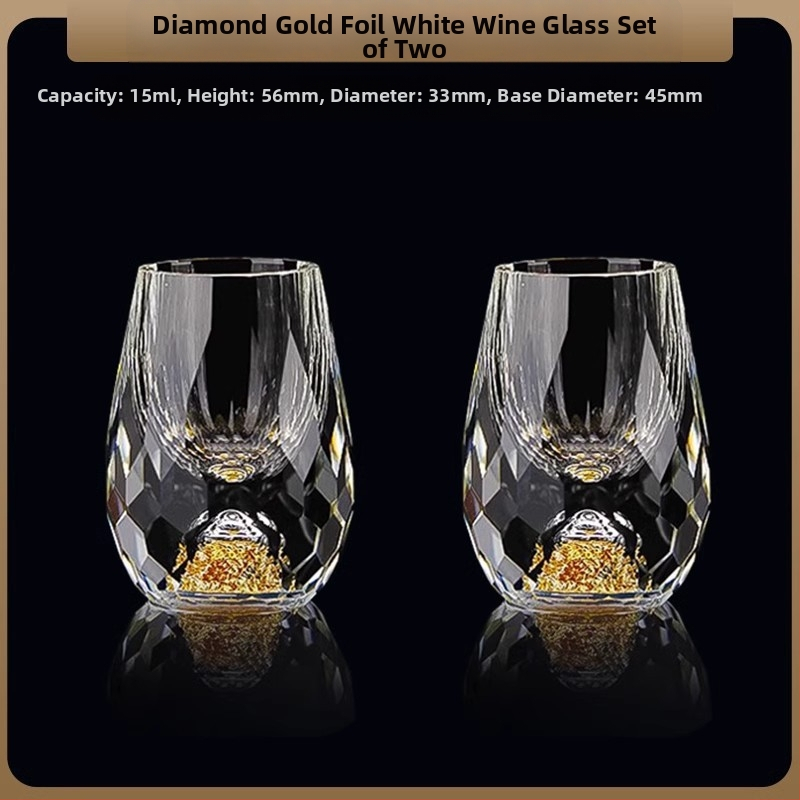 Nagykereskedelmi aranyfóliás fehérboros pohár kristálypohár háztartási kis méretű, egyrészes, golyó alakú pohár kínai stílusú Yipin Jiangshan Jinshan borospohár
