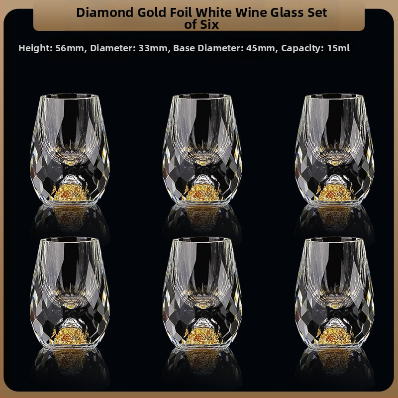 Nagykereskedelmi aranyfóliás fehérboros pohár kristálypohár háztartási kis méretű, egyrészes, golyó alakú pohár kínai stílusú Yipin Jiangshan Jinshan borospohár