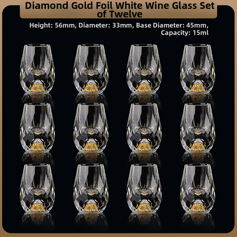 Nagykereskedelmi aranyfóliás fehérboros pohár kristálypohár háztartási kis méretű, egyrészes, golyó alakú pohár kínai stílusú Yipin Jiangshan Jinshan borospohár