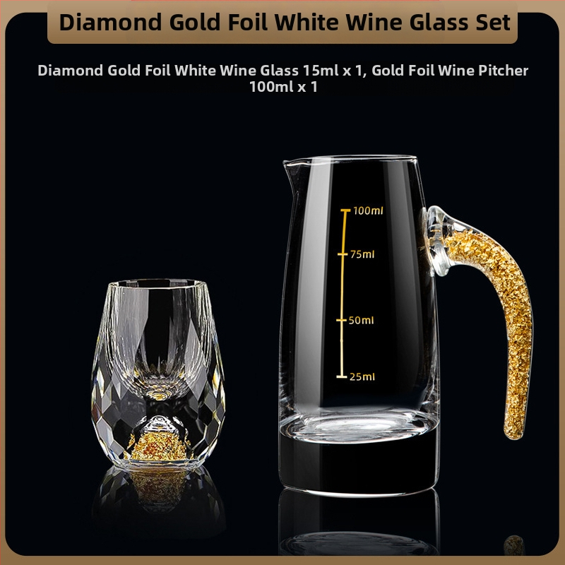 Nagykereskedelmi aranyfóliás fehérboros pohár kristálypohár háztartási kis méretű, egyrészes, golyó alakú pohár kínai stílusú Yipin Jiangshan Jinshan borospohár