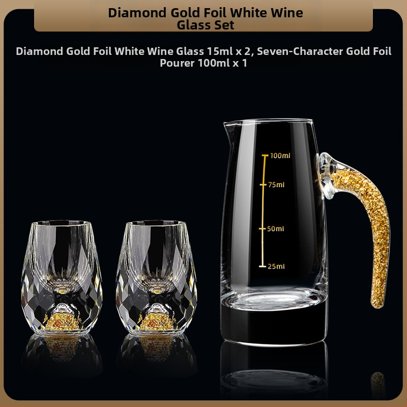 Nagykereskedelmi aranyfóliás fehérboros pohár kristálypohár háztartási kis méretű, egyrészes, golyó alakú pohár kínai stílusú Yipin Jiangshan Jinshan borospohár