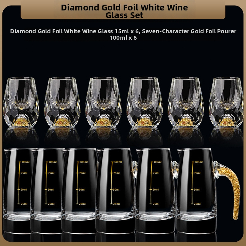 Nagykereskedelmi aranyfóliás fehérboros pohár kristálypohár háztartási kis méretű, egyrészes, golyó alakú pohár kínai stílusú Yipin Jiangshan Jinshan borospohár