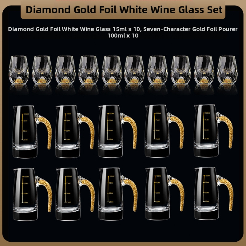 Nagykereskedelmi aranyfóliás fehérboros pohár kristálypohár háztartási kis méretű, egyrészes, golyó alakú pohár kínai stílusú Yipin Jiangshan Jinshan borospohár