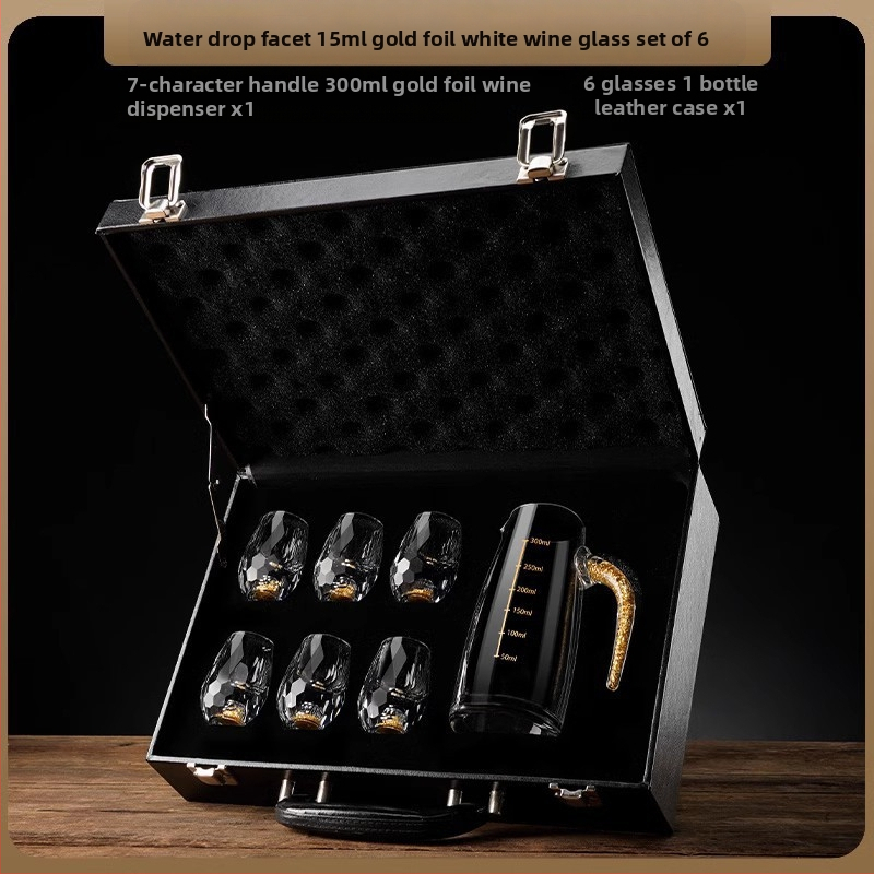 Nagykereskedelmi aranyfóliás fehérboros pohár kristálypohár háztartási kis méretű, egyrészes, golyó alakú pohár kínai stílusú Yipin Jiangshan Jinshan borospohár