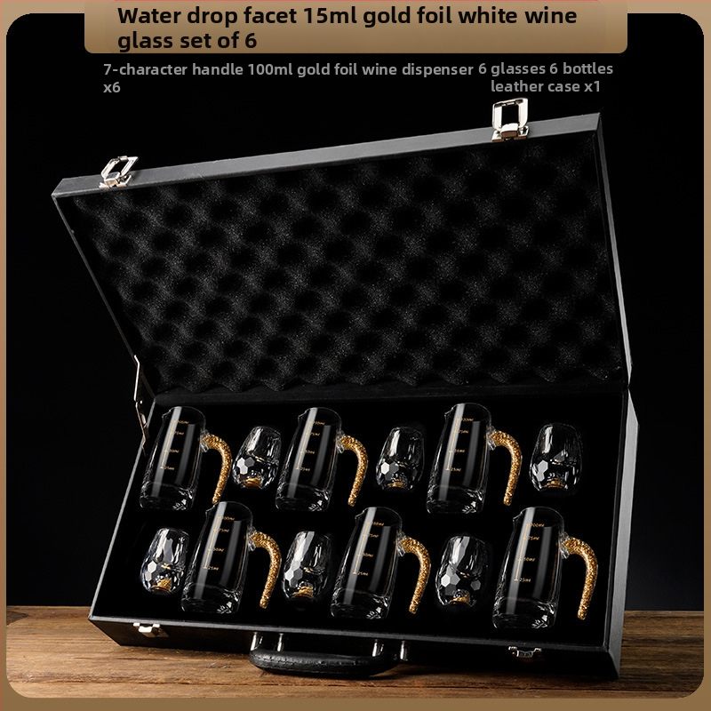 Nagykereskedelmi aranyfóliás fehérboros pohár kristálypohár háztartási kis méretű, egyrészes, golyó alakú pohár kínai stílusú Yipin Jiangshan Jinshan borospohár