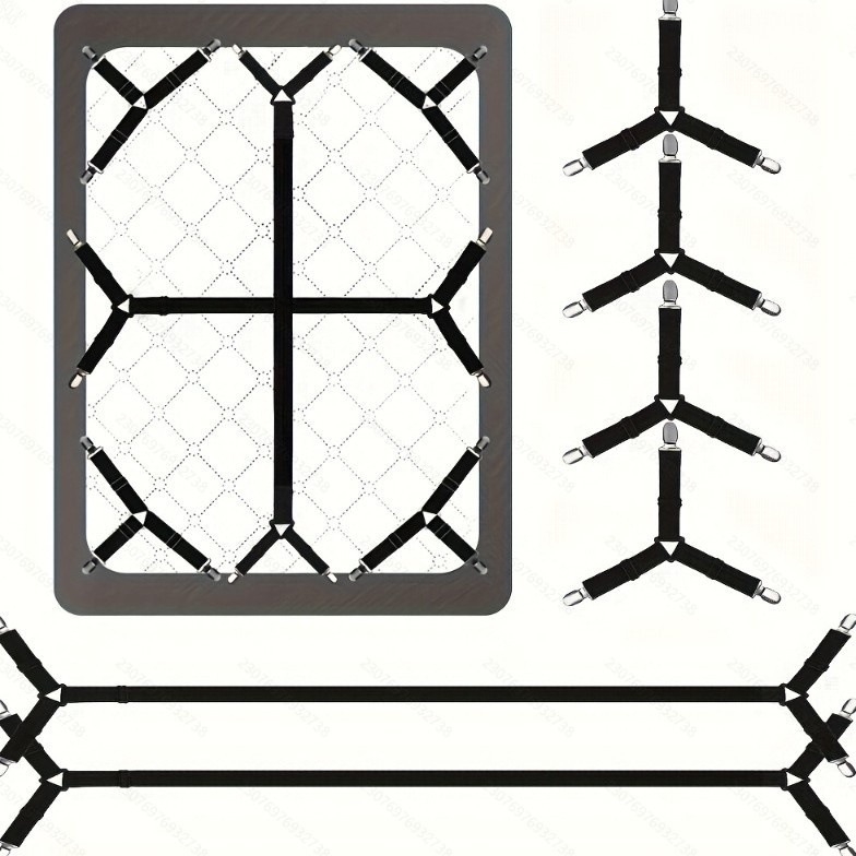 Регулируема закопчалка за закрепване на чаршаф, която държи на място скоба за легло тип „queen size“, закопчалка за диван