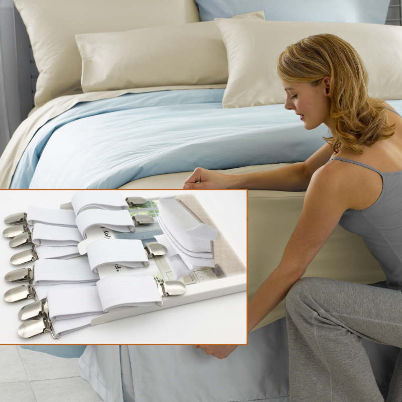 Регулируема закопчалка за закрепване на чаршаф, която държи на място скоба за легло тип „queen size“, закопчалка за диван