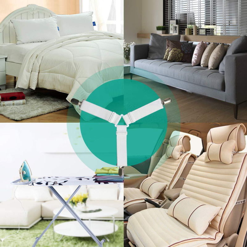 Регулируема закопчалка за закрепване на чаршаф, която държи на място скоба за легло тип „queen size“, закопчалка за диван