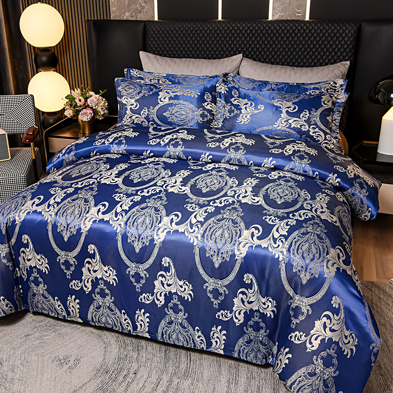 Naujas europietiško stiliaus atlasinis žakardo keturių dalių komplektas, kelių dydžių, tarpvalstybinė elektroninė prekyba, tiesioginis šaltinis, 4 dalių patalynės komplektas