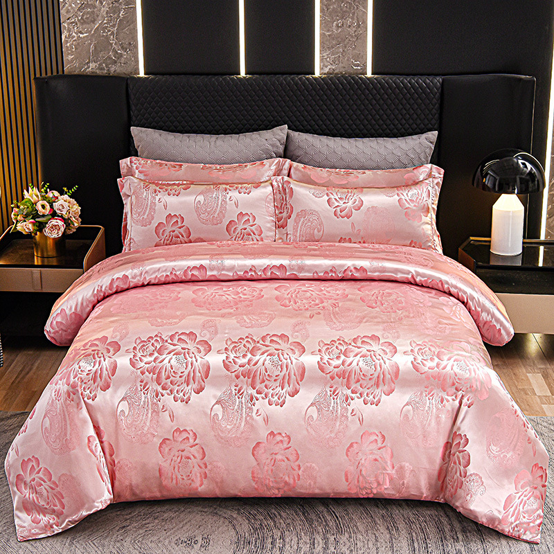 Naujas europietiško stiliaus atlasinis žakardo keturių dalių komplektas, kelių dydžių, tarpvalstybinė elektroninė prekyba, tiesioginis šaltinis, 4 dalių patalynės komplektas