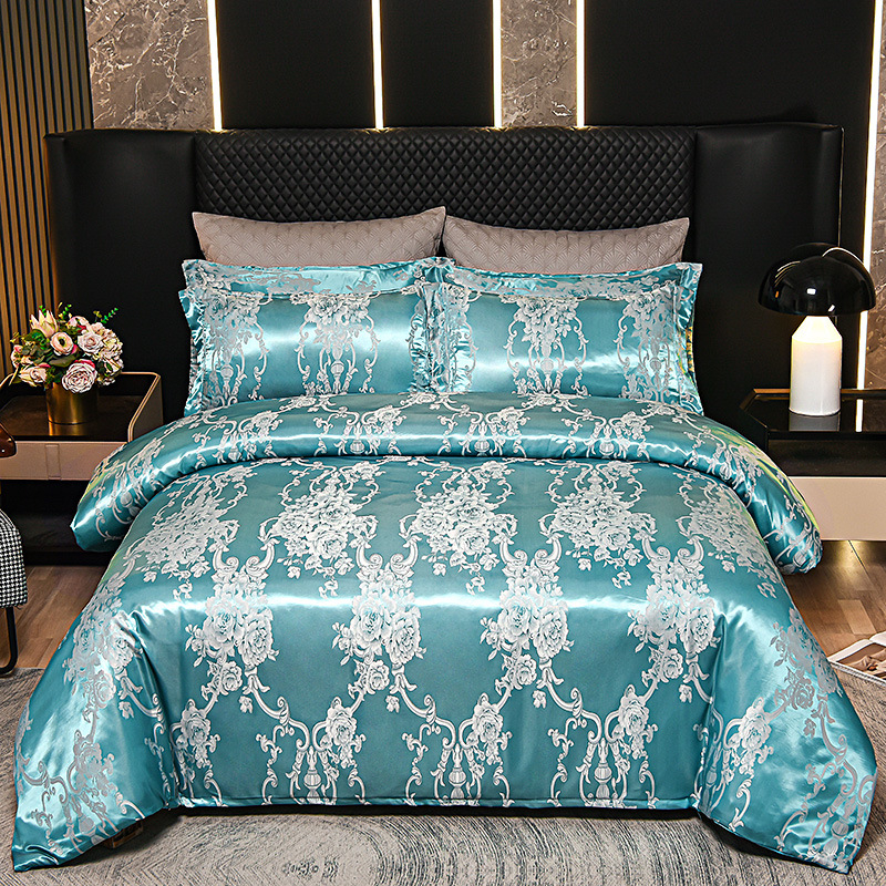 Naujas europietiško stiliaus atlasinis žakardo keturių dalių komplektas, kelių dydžių, tarpvalstybinė elektroninė prekyba, tiesioginis šaltinis, 4 dalių patalynės komplektas