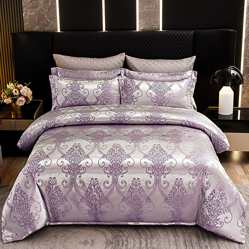 Naujas europietiško stiliaus atlasinis žakardo keturių dalių komplektas, kelių dydžių, tarpvalstybinė elektroninė prekyba, tiesioginis šaltinis, 4 dalių patalynės komplektas