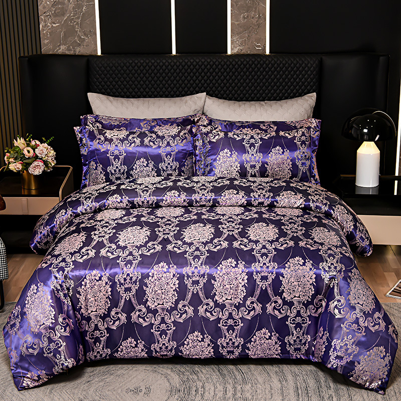 Naujas europietiško stiliaus atlasinis žakardo keturių dalių komplektas, kelių dydžių, tarpvalstybinė elektroninė prekyba, tiesioginis šaltinis, 4 dalių patalynės komplektas