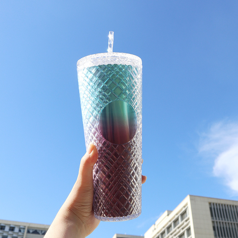 Naujas, karštai parduodamas, madingas, rotango šiaudinis puodelis, 710 ml, didelės talpos, daugiaspalvis, vidaus geriamasis puodelis, pasirenkamas tiesioginiam tiekimui iš gamyklos.