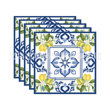 Kryžminio krašto vaisių citrinos tematikos vienkartinių popierinių lėkščių rinkinys dekoravimui citrinos gimtadienio šventės atmosfera vėliavos traukimo staltiesė