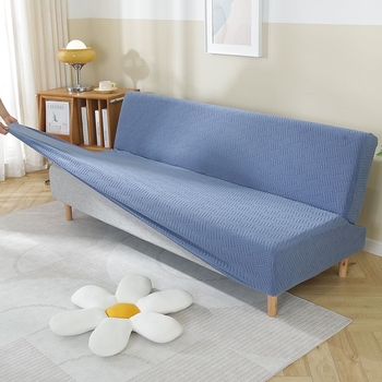 Единичен разтегателен диван, сгъваем, с двойно предназначение, без подлакътници, калъф за диван „всичко в едно“, прав ред, опростен, устойчив на петна