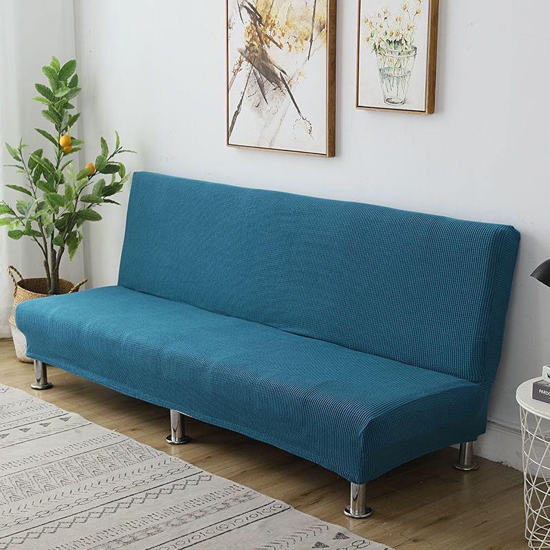 Единичен разтегателен диван, сгъваем, с двойно предназначение, без подлакътници, калъф за диван „всичко в едно“, прав ред, опростен, устойчив на петна