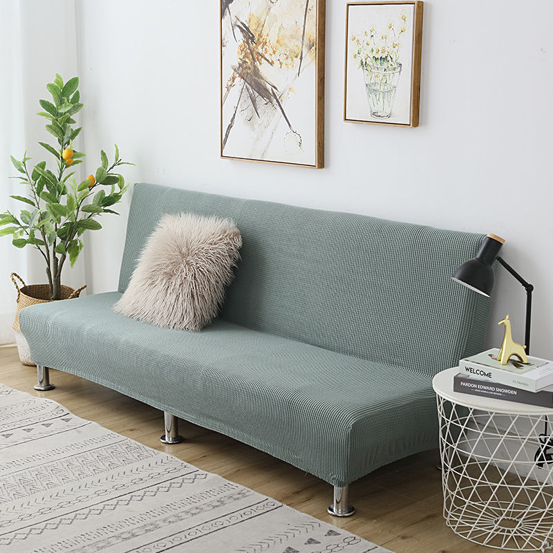 Единичен разтегателен диван, сгъваем, с двойно предназначение, без подлакътници, калъф за диван „всичко в едно“, прав ред, опростен, устойчив на петна