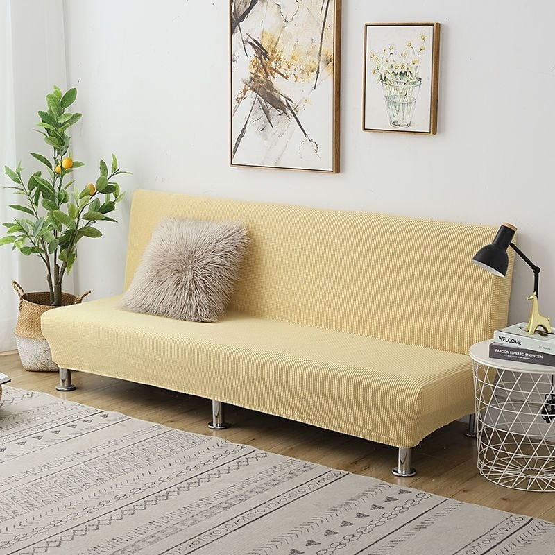 Единичен разтегателен диван, сгъваем, с двойно предназначение, без подлакътници, калъф за диван „всичко в едно“, прав ред, опростен, устойчив на петна