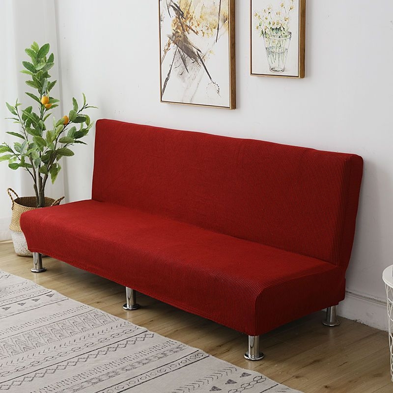 Единичен разтегателен диван, сгъваем, с двойно предназначение, без подлакътници, калъф за диван „всичко в едно“, прав ред, опростен, устойчив на петна