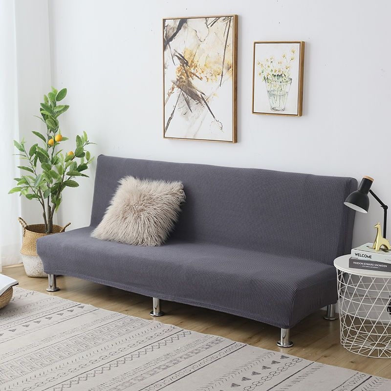 Единичен разтегателен диван, сгъваем, с двойно предназначение, без подлакътници, калъф за диван „всичко в едно“, прав ред, опростен, устойчив на петна