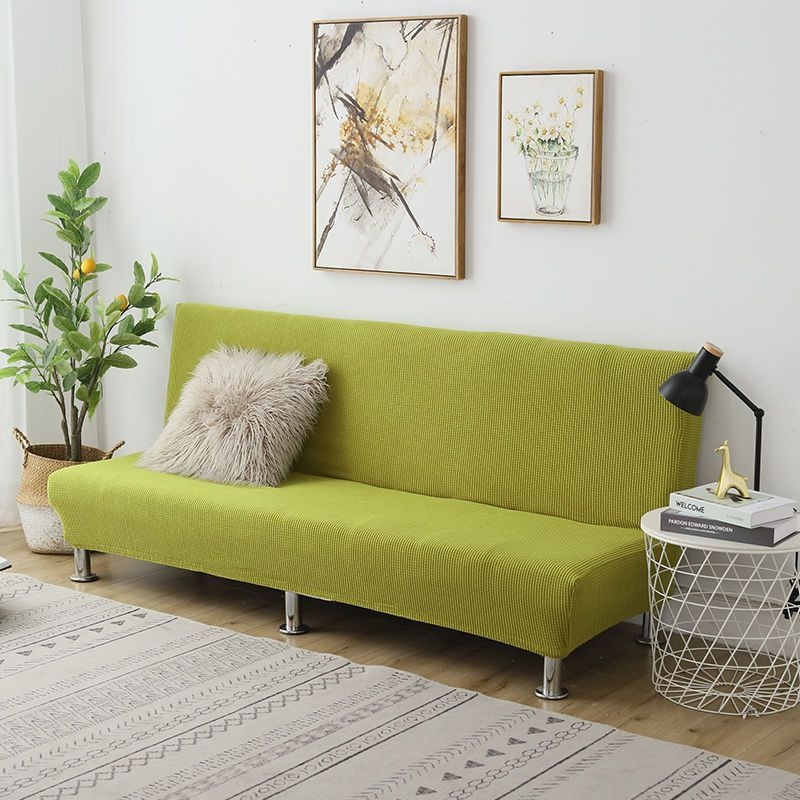Единичен разтегателен диван, сгъваем, с двойно предназначение, без подлакътници, калъф за диван „всичко в едно“, прав ред, опростен, устойчив на петна