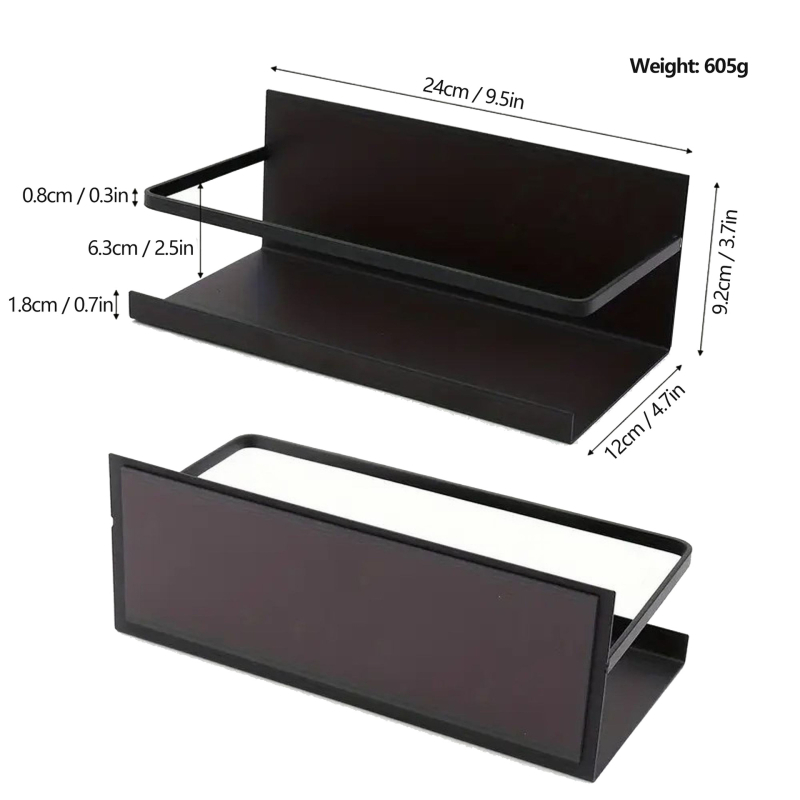 Pārrobežu ledusskapja sānu piekaramā magnētiskā absorbcijas uzglabāšanas kaste virtuves uzglabāšanas apdares uzglabāšanas caurumu dēļa magnētiskais sienas plaukts