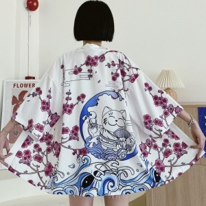 Китайски стил укийо-е, японско кимоно, пелерина, тъкана роба от пера, френско домашно облекло, 3D дигитален печат, директни продажби от фабриката