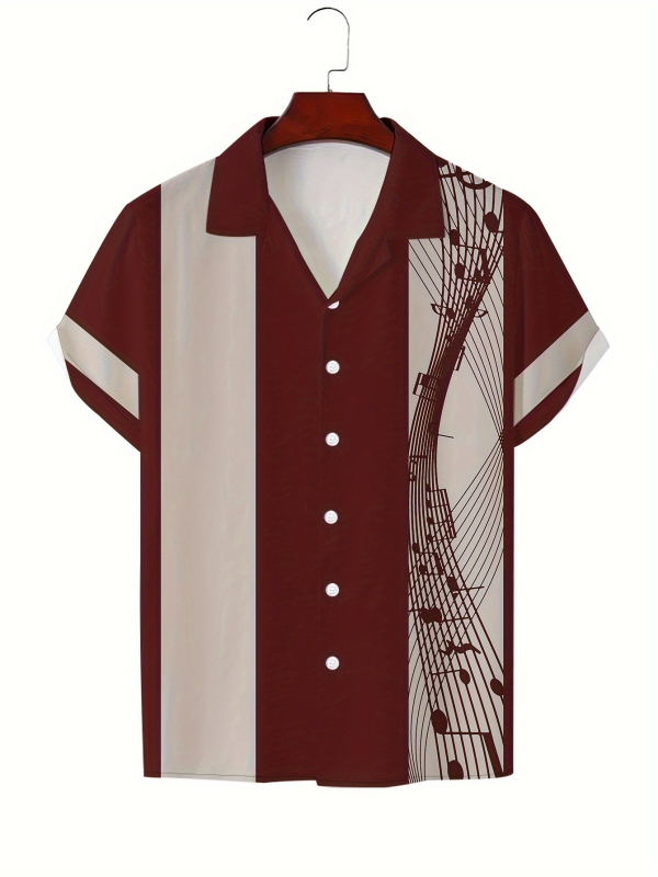 Vara bărbaților noul casual la modă imprimat cu mânecă scurtă retro rever guler cubanez cămașă simplă