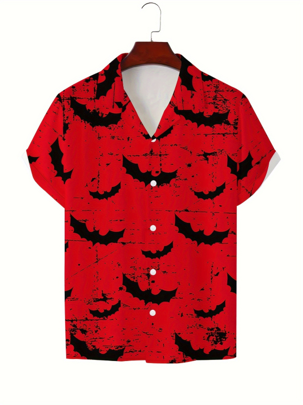 Vara bărbaților noul casual la modă imprimat cu mânecă scurtă retro rever guler cubanez cămașă simplă