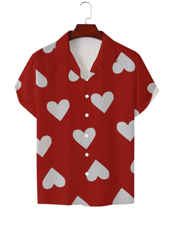 Vara bărbaților noul casual la modă imprimat cu mânecă scurtă retro rever guler cubanez cămașă simplă